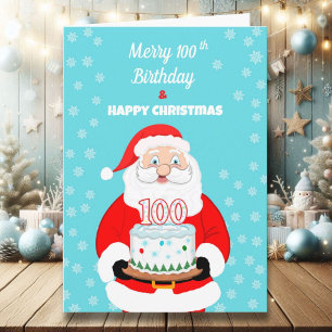 Cartão Feliz Alegre 100º Aniversário Natal Papai Noel