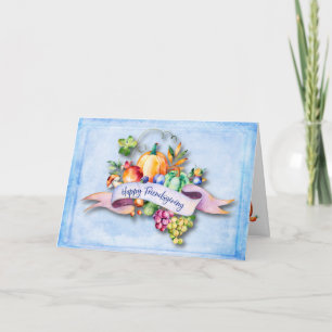 Cartão Feliz Amigo de Amizade Floral Pumpkin Harvest