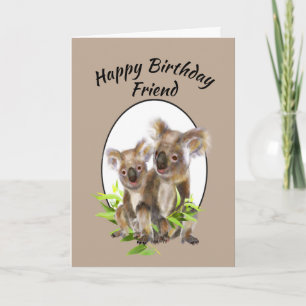 Cartão Feliz Amigo de Aniversário, Cute Koala Ursa Amigo