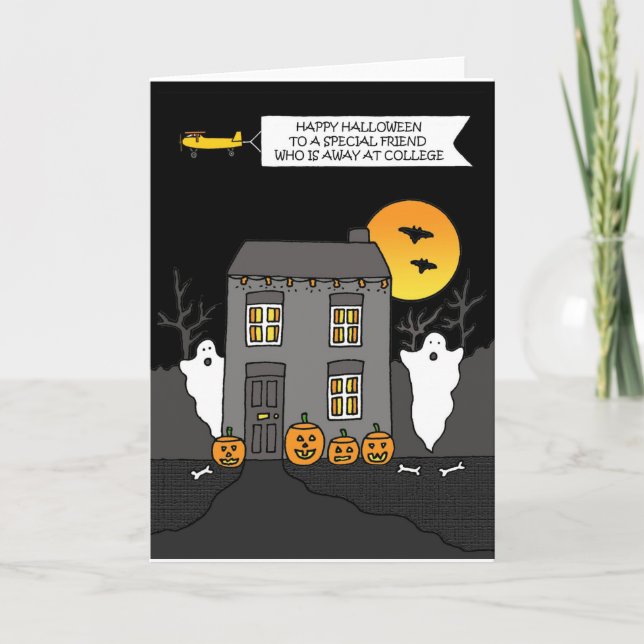 Cartão Feliz Amigo de Halloween na Faculdade (Frente)
