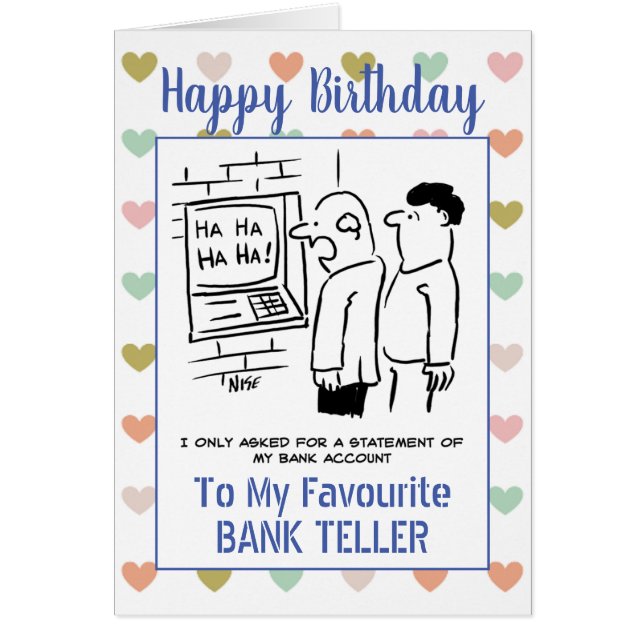 Cartão Feliz Anithday Bank Teller (Frente)