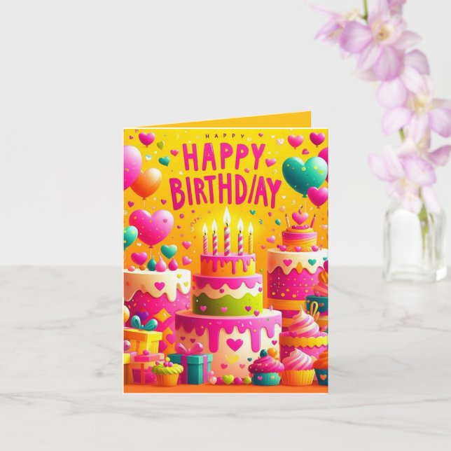 Cartão Feliz aniversário (Orquídea)