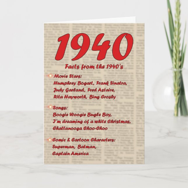 Cartão Feliz aniversario 1940 anos dos anos 40 40s da (Frente)