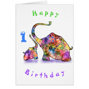 Cartão Feliz Aniversário 1 - Feliz Mãe e Elefante de Be