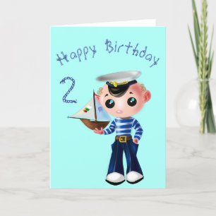 Cartão Feliz Aniversário 2 - Pequeno Marinheiro Bonito -