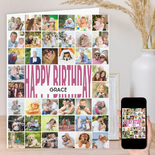 Cartão Feliz Aniversário 40 Colagem de Fotos Personalizad