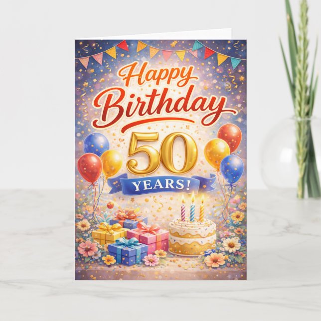 Cartão Feliz Aniversário - 50º (Frente)