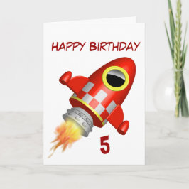 Cartão Feliz Aniversário 5 Pequeno Tema do Foguete
