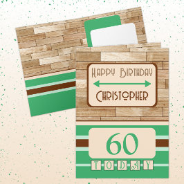 Cartão Feliz aniversário 60 hoje nome verde marrom
