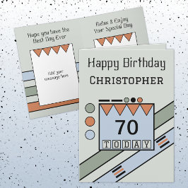 Cartão Feliz aniversário 70 hoje adicione o nome verde az