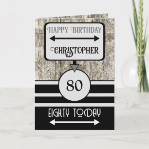 Cartão Feliz aniversário, 80 de hoje, apelidem cinza negr