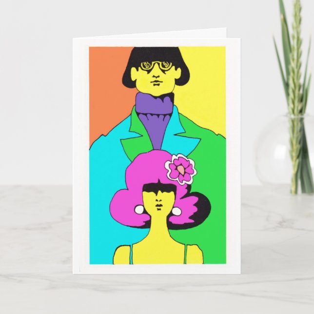 Cartão Feliz aniversario à senhora Groovy (Frente)