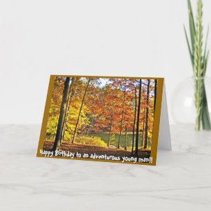 Cartão Feliz aniversário a um jovem aventureiro...