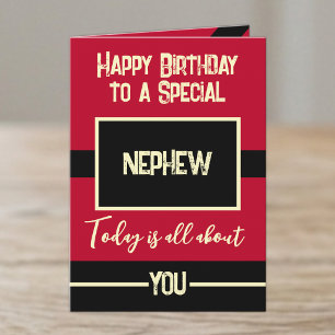 Cartão Feliz Aniversário a um sobrinho especial vermelho