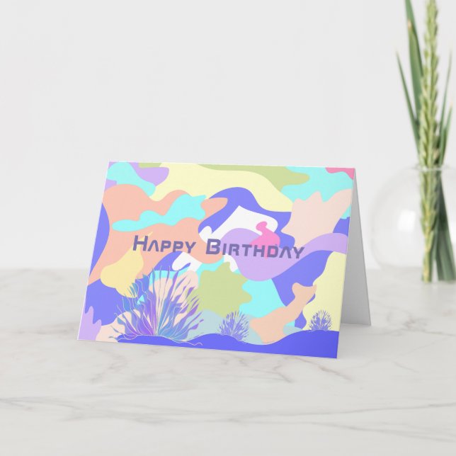 Cartão Feliz Aniversário Abstrato da Arte Moderna (Frente)