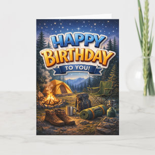 Cartão Feliz Aniversário - acampamento