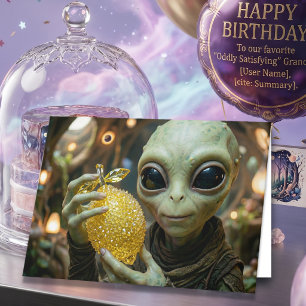 Cartão Feliz Aniversário! Alien Fofo e Limão Cristalino
