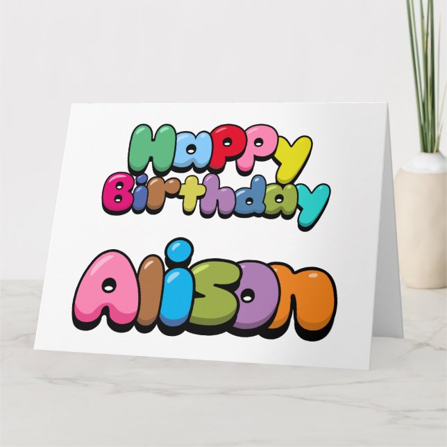 Cartão Feliz aniversário Alison (Frente)