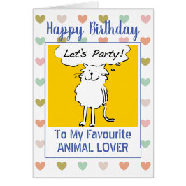 Cartão Feliz Aniversário Amante de Animais