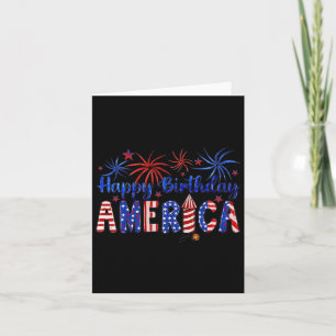 Cartão Feliz Aniversário América Firework Usa Flag 4th Of
