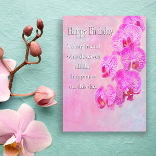 Cartão Feliz Aniversário, Amigo Roxo Orquídeas