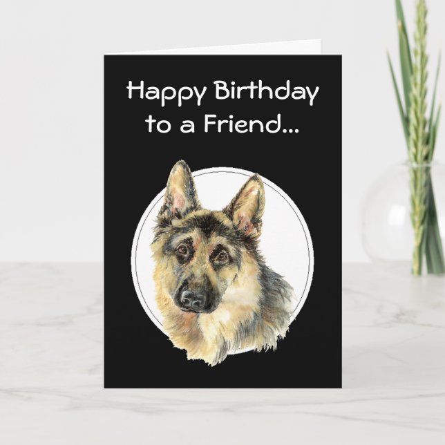 Cartão Feliz Aniversário, Amigo Sem Preço, German shepher (Frente)