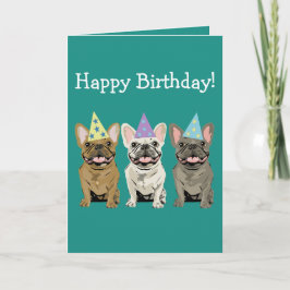 Cartão Feliz aniversário - Amigos Bulldog Francês