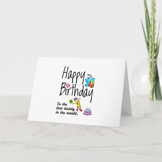 Cartão Feliz aniversário ao melhor papai do mundo (Frente)