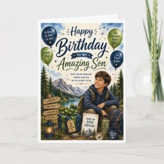 Cartão Feliz Aniversário ao Meu Incrível Filho Aventura A