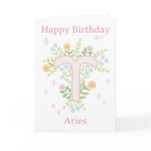 Feliz Aniversário Aries Ilustração Floral