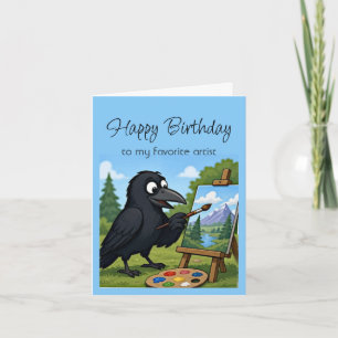 Cartão Feliz Aniversário Artista Cartoon Diversão Corvo P