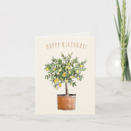 Cartão Feliz Aniversário Árvore de Limão Aquarela
