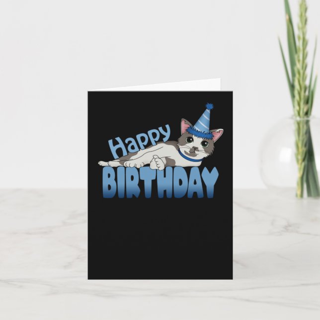 Cartão Feliz aniversário - Azul (Frente)