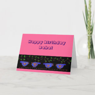 Cartão Feliz Aniversário Baba Birds Ucranianos