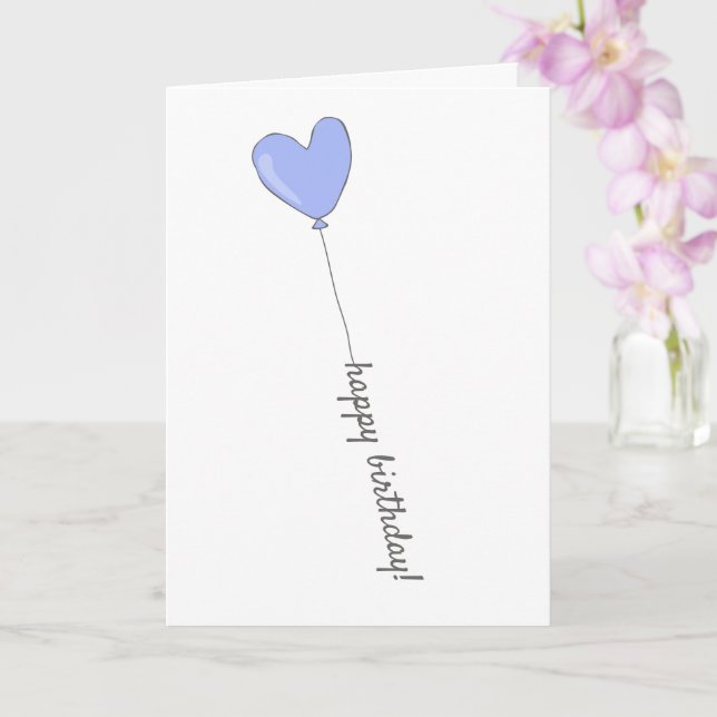 Cartão Feliz Aniversário - Balão Molhado de Coração Lilac (Orquídea)