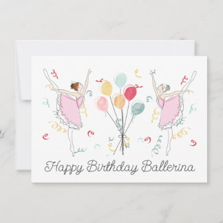 Cartão Feliz aniversário Ballerina Balões de Balé de Aniv