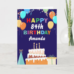 Cartão Feliz aniversário Balões Marinho Azul