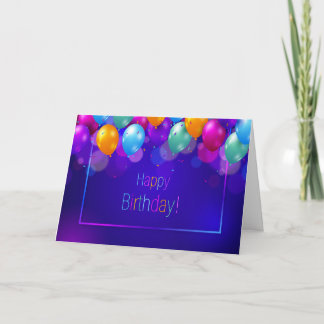 Cartão Feliz Aniversário - Balões Vibrantes