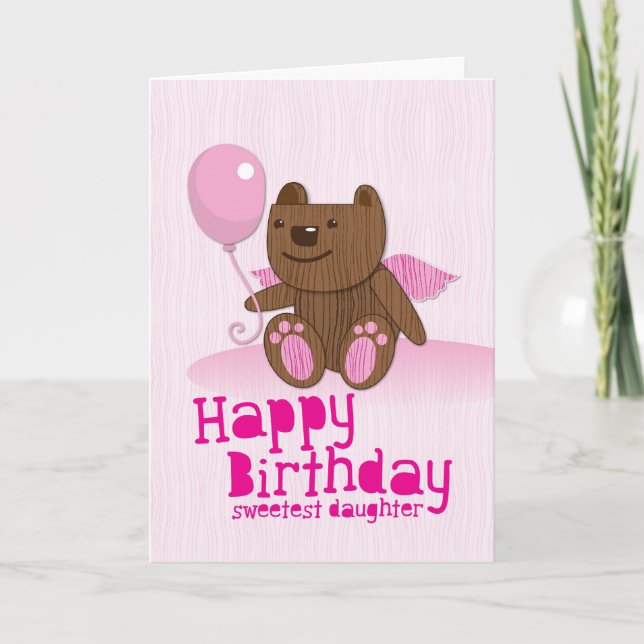 Cartão Feliz Aniversário Bear Filha Mais Doce! (Frente)