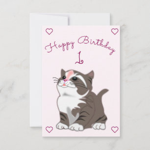 Cartão Feliz Aniversário Bebê Kitten - Seus Anos - Idade