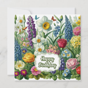 Cartão Feliz Aniversário Belo Jardim Flores
