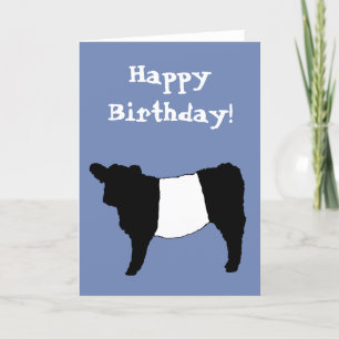 Cartão Feliz Aniversário Beltie Beltie Belga Galloway Ste