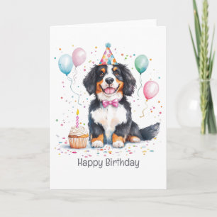 Cartão Feliz Aniversário Bernese Mountain Dog