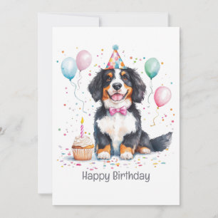 Cartão Feliz Aniversário Bernese Mountain Dog