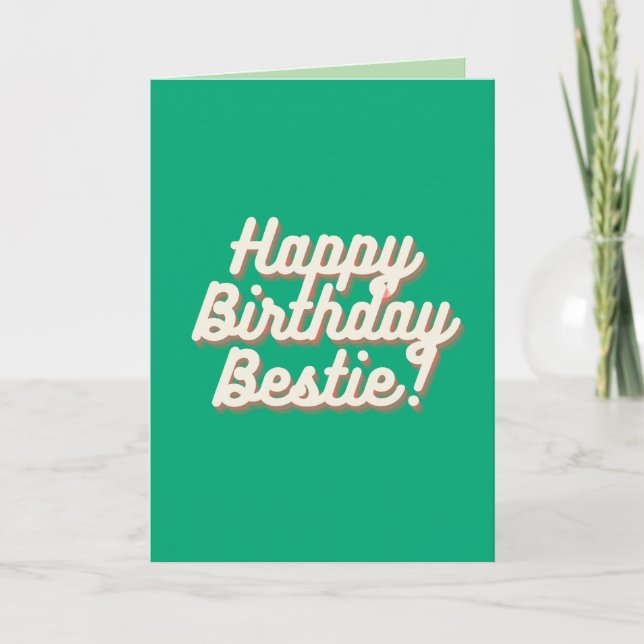 Cartão Feliz Aniversário Bestie | Verde (Frente)