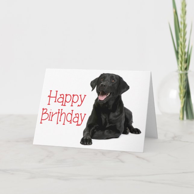 Cartão Feliz aniversário Black Labrador Puppy Dog - Verso (Frente)