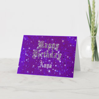 Cartão Feliz Aniversário Bling Purple Saudação