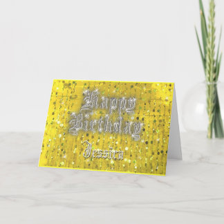 Cartão Feliz Aniversário Bling Yellow Greeting Card