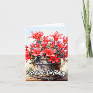 Cartão Feliz Aniversário Blooming Lily Flower Ilustração