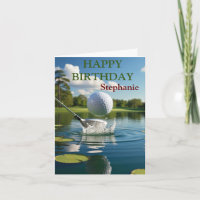 Feliz Aniversário Bola de Golfe Atingindo Água